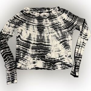 Hard Tail Black and White Tie-Dye Long Sleeve Top - XS - Back Cutout